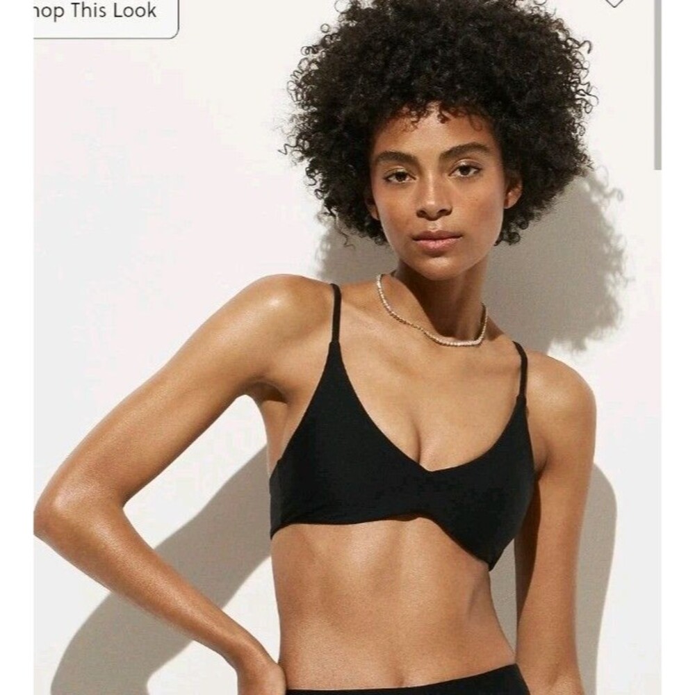 J.Crew Classic Sculpt Lana Bikini Top Black Adjust Strap Pads CI681 Size XS NWT